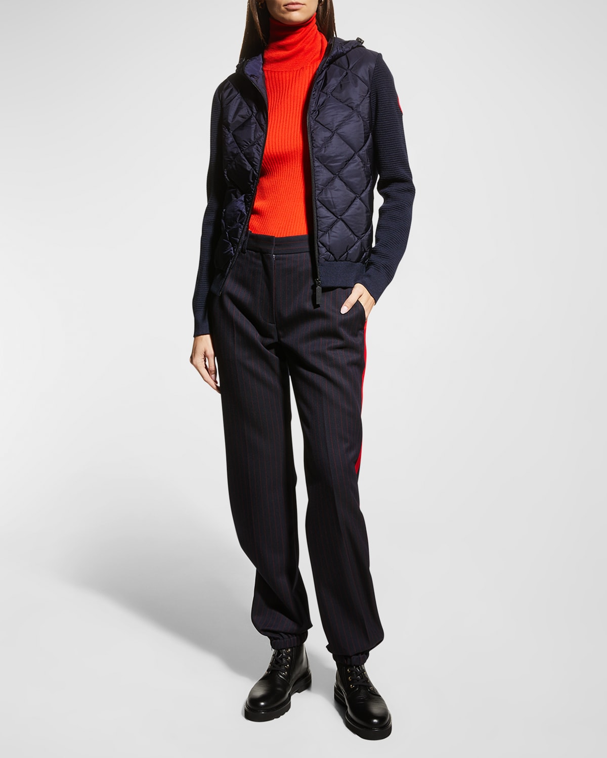 Canada Goose Hybridge Quilted Knit Hoodie In Navy