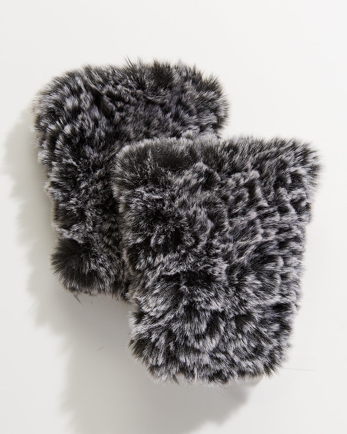 Surell Accessories Faux Fur Knitted Fingerless Mittens In Blackfrost
