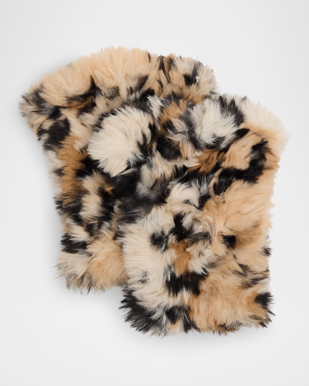 Faux Fur Knitted Fingerless Mittens