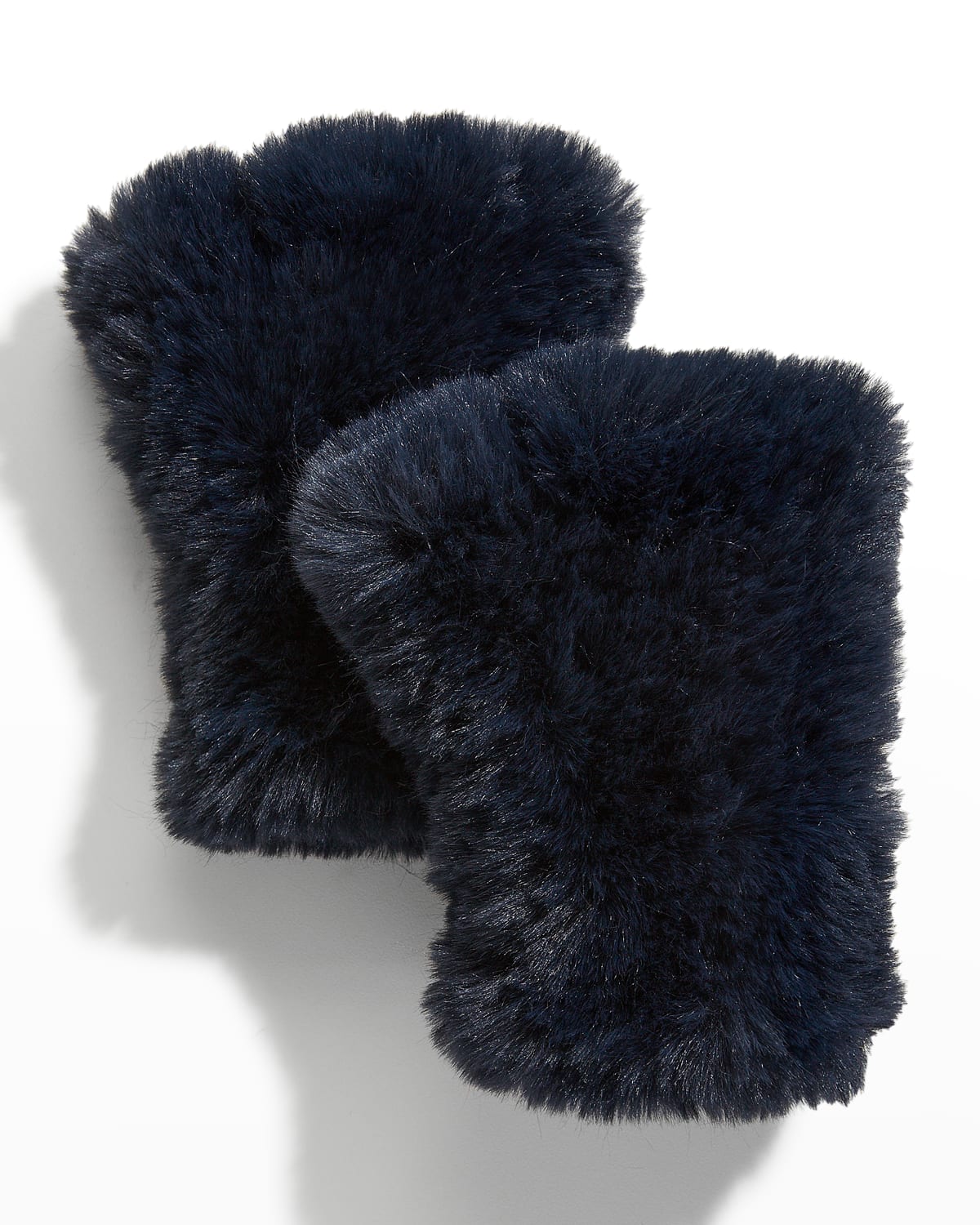 Surell Accessories Faux Fur Knitted Fingerless Mittens In Navy