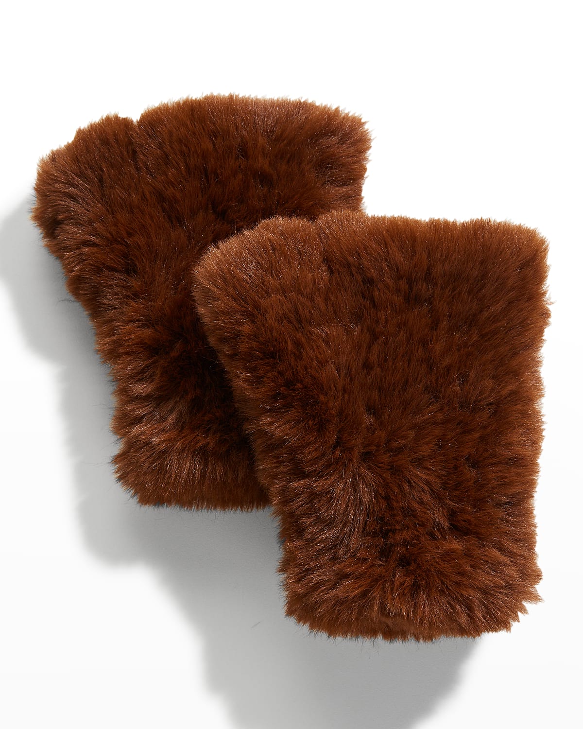 Surell Accessories Faux Fur Knitted Fingerless Mittens In Rust