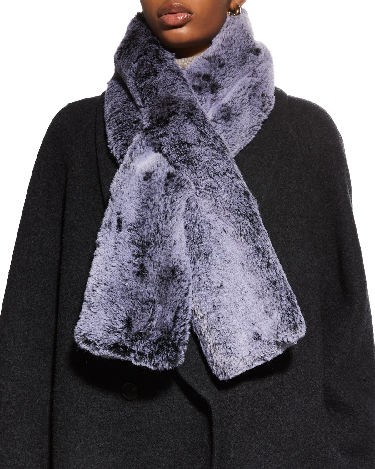 Surell Accessories Faux-fur Pull-through Scarf In Black Frost