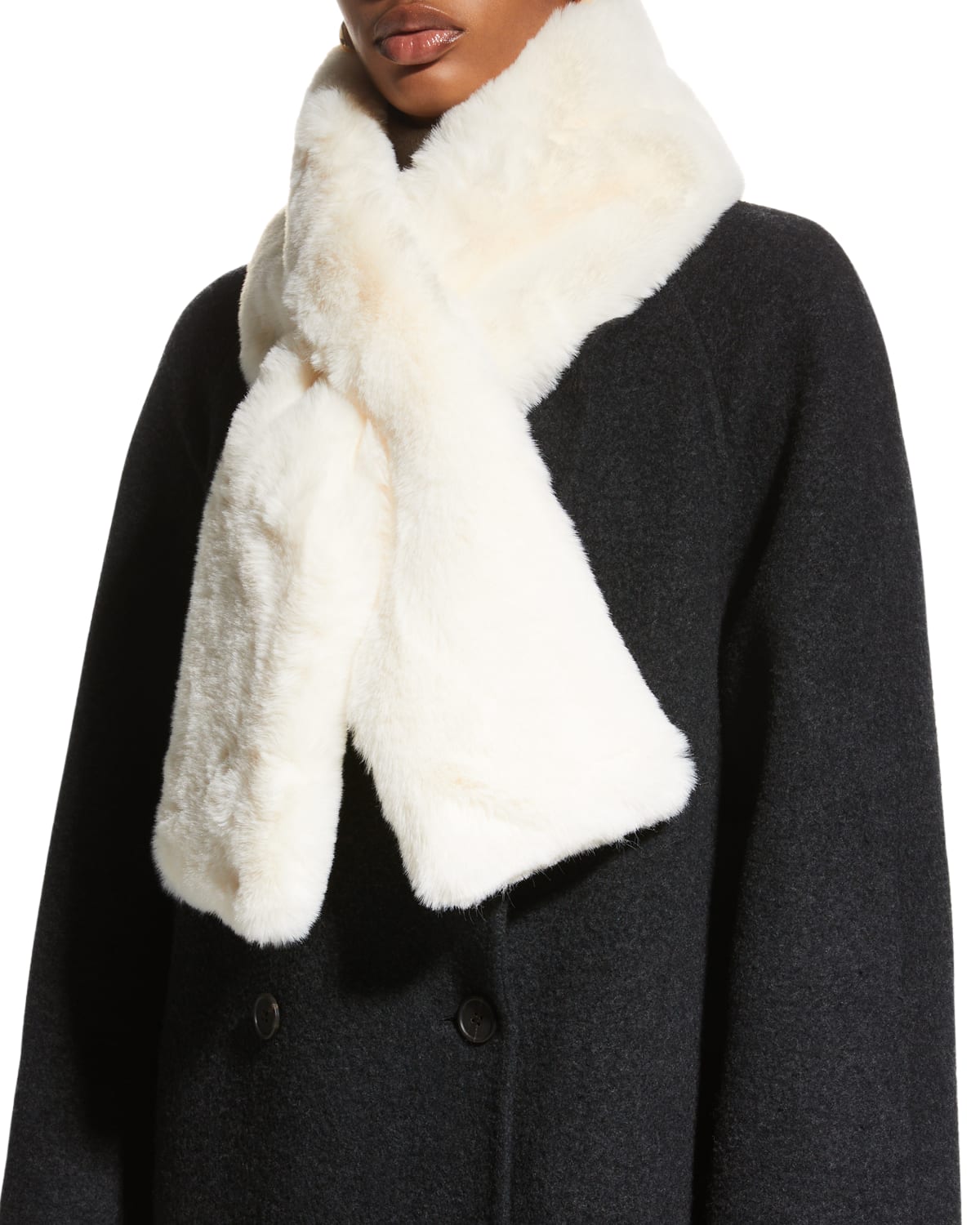 Surell Accessories Faux-fur Pull-through Scarf In Ivory