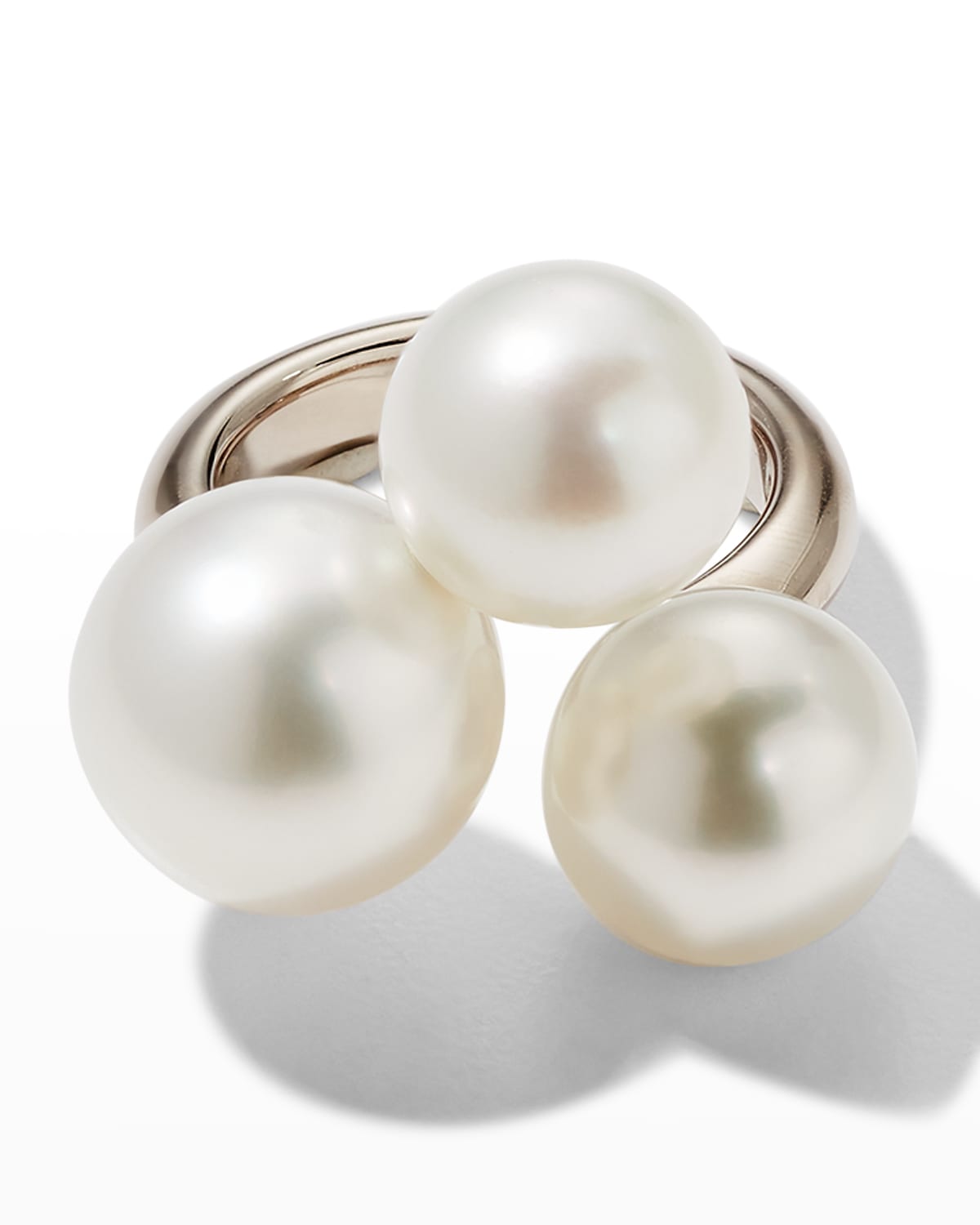 Assael Yellow Gold South Sea 3-Pearl Bubble Ring, 11.2-13.3mm