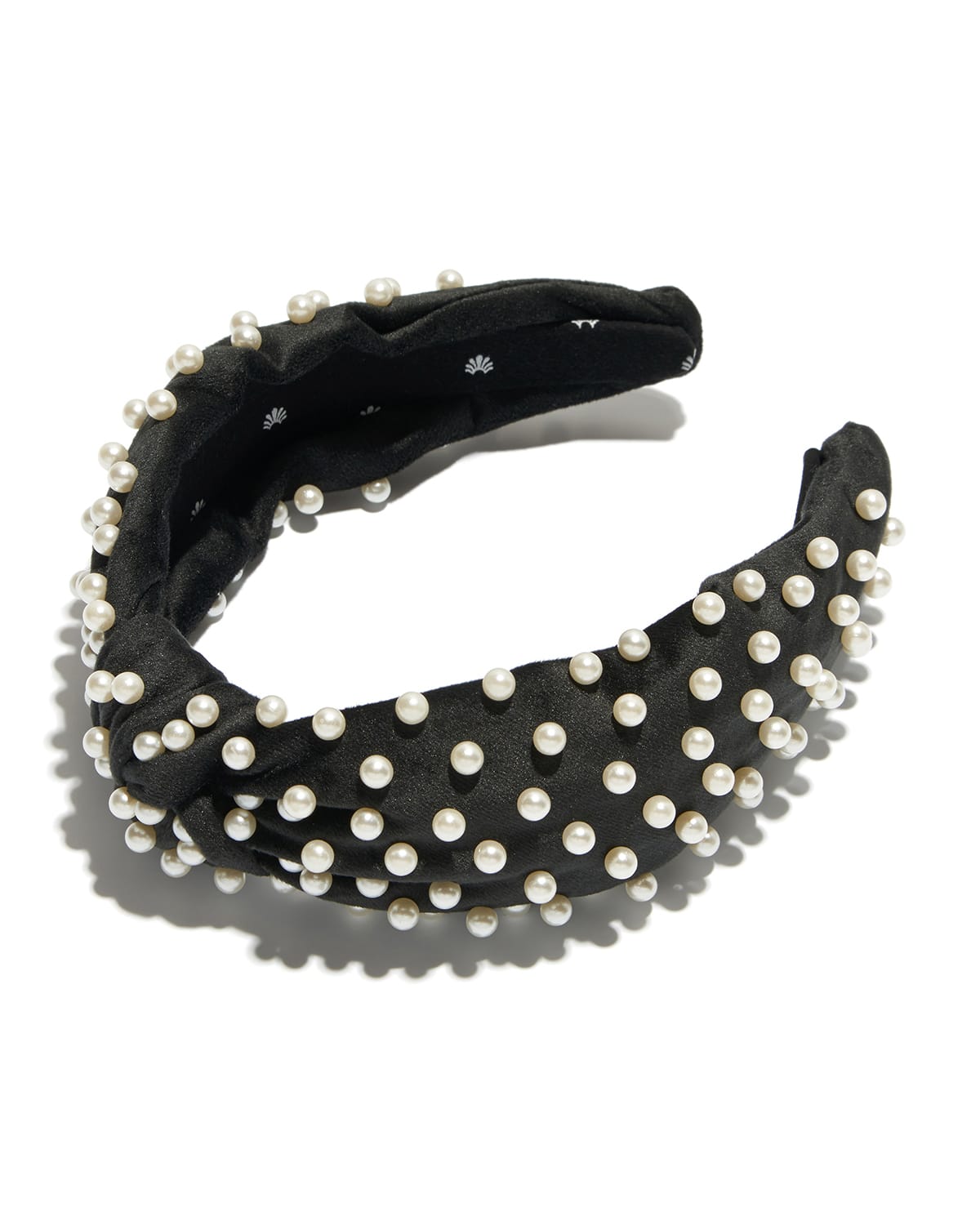 Faux Pearl Beaded Velvet Knotted Headband