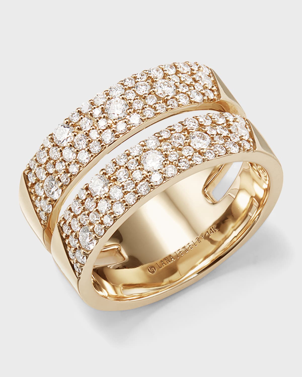 LANA JEWELRY 14k Flawless Diamond Double Vanity Ring, Size 7