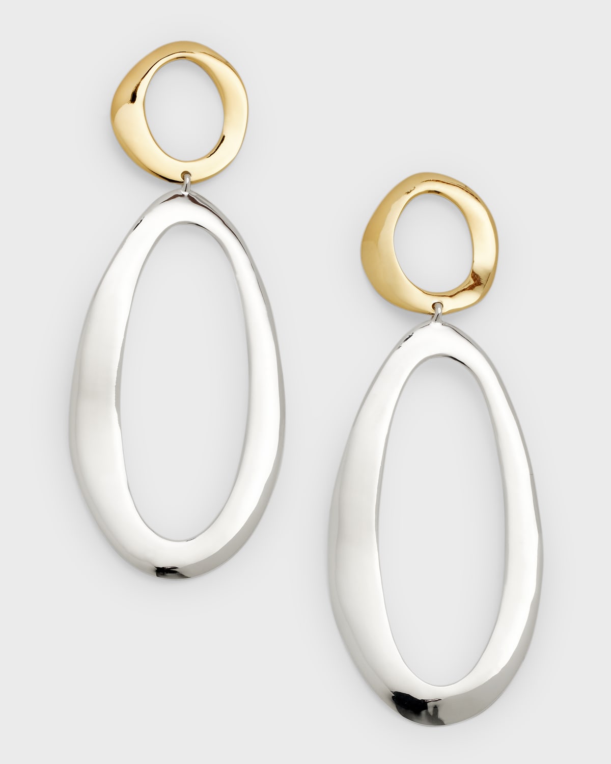 Ippolita Two-tone Long Snowman Oval-drop Earrings
