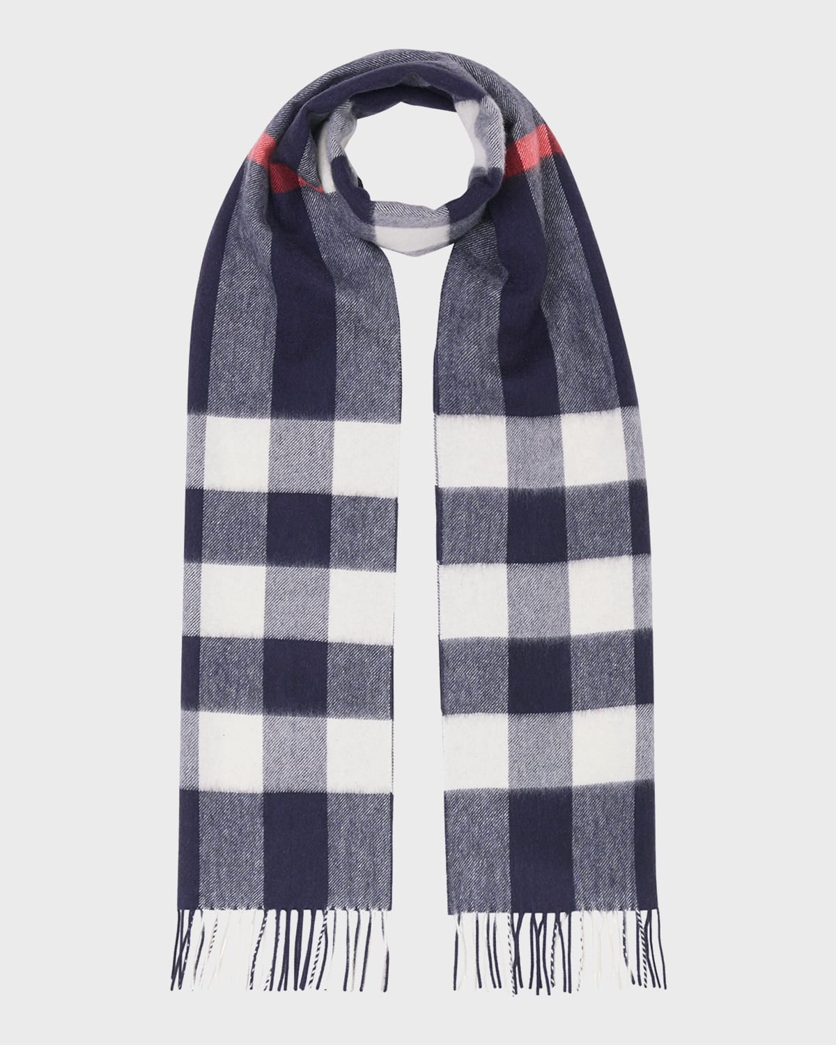 Men's Half Mega Check Cashmere Scarf