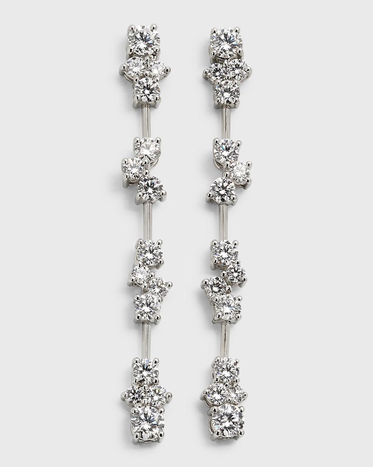 Platinum Diamond Cluster Linear Earrings