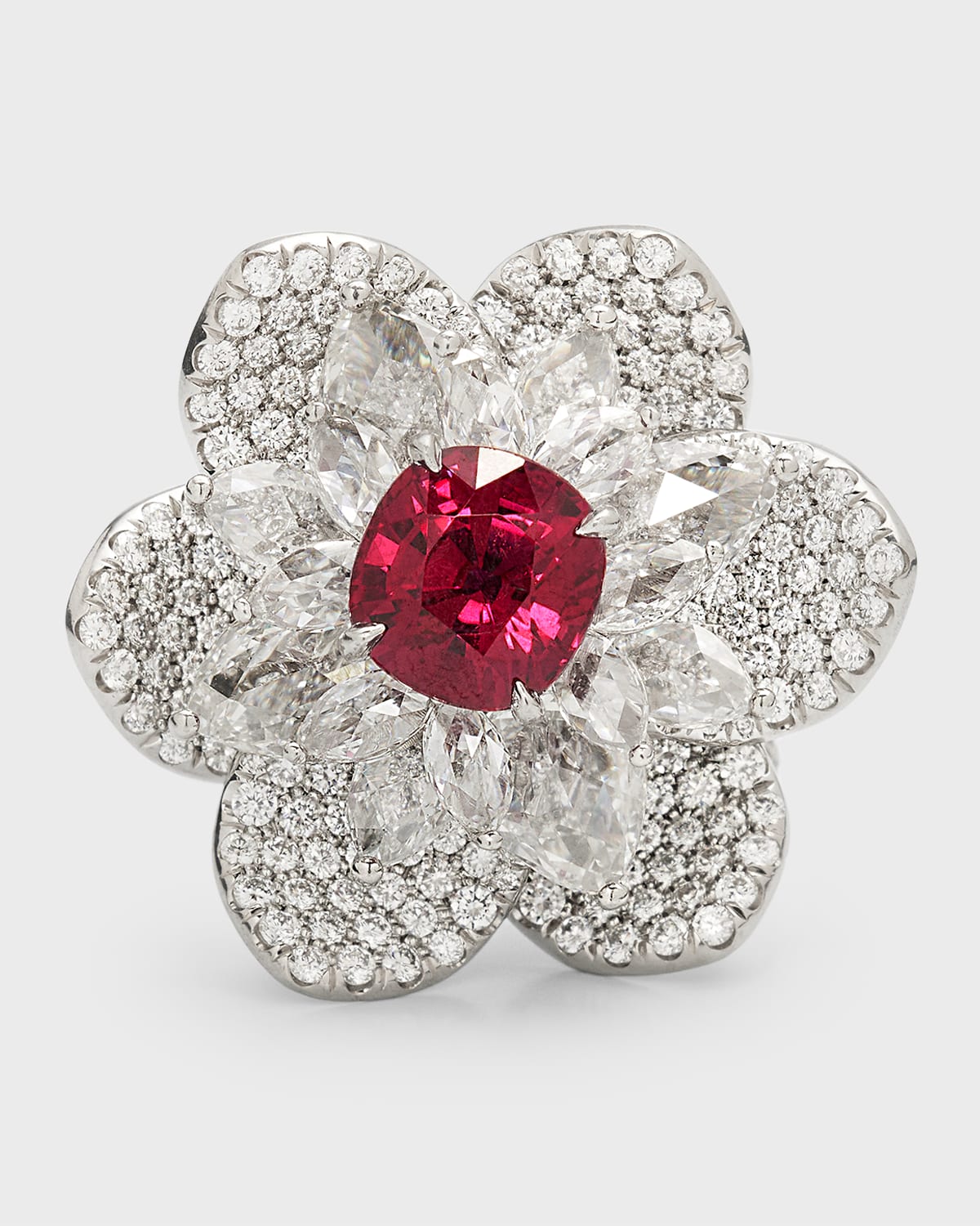 Platinum Ruby and Diamond Ring, Size 6