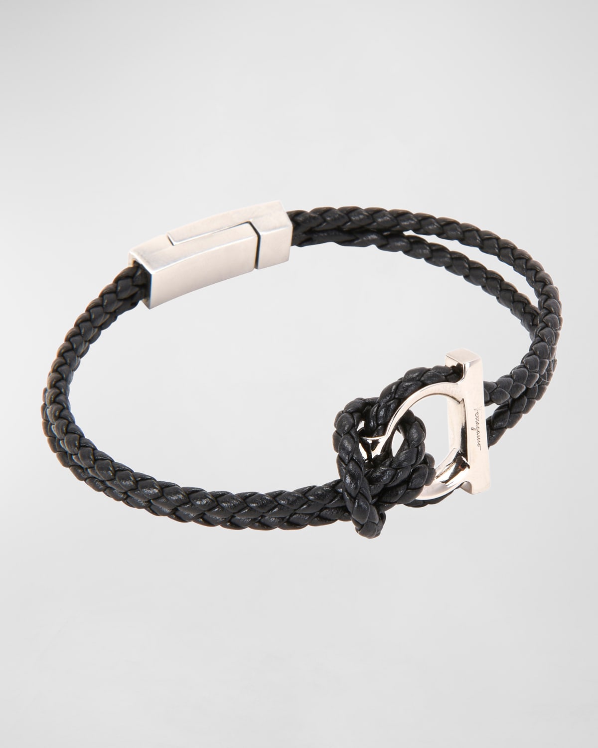 Ferragamo Men's Gancio Braided Leather Rope Bracelet
