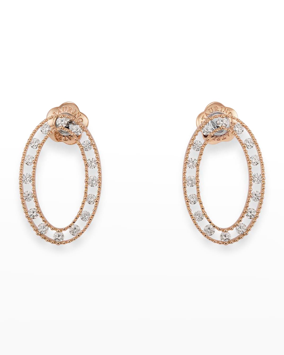 Staurino Rose Gold Allegra Oval Earrings With Diamonds