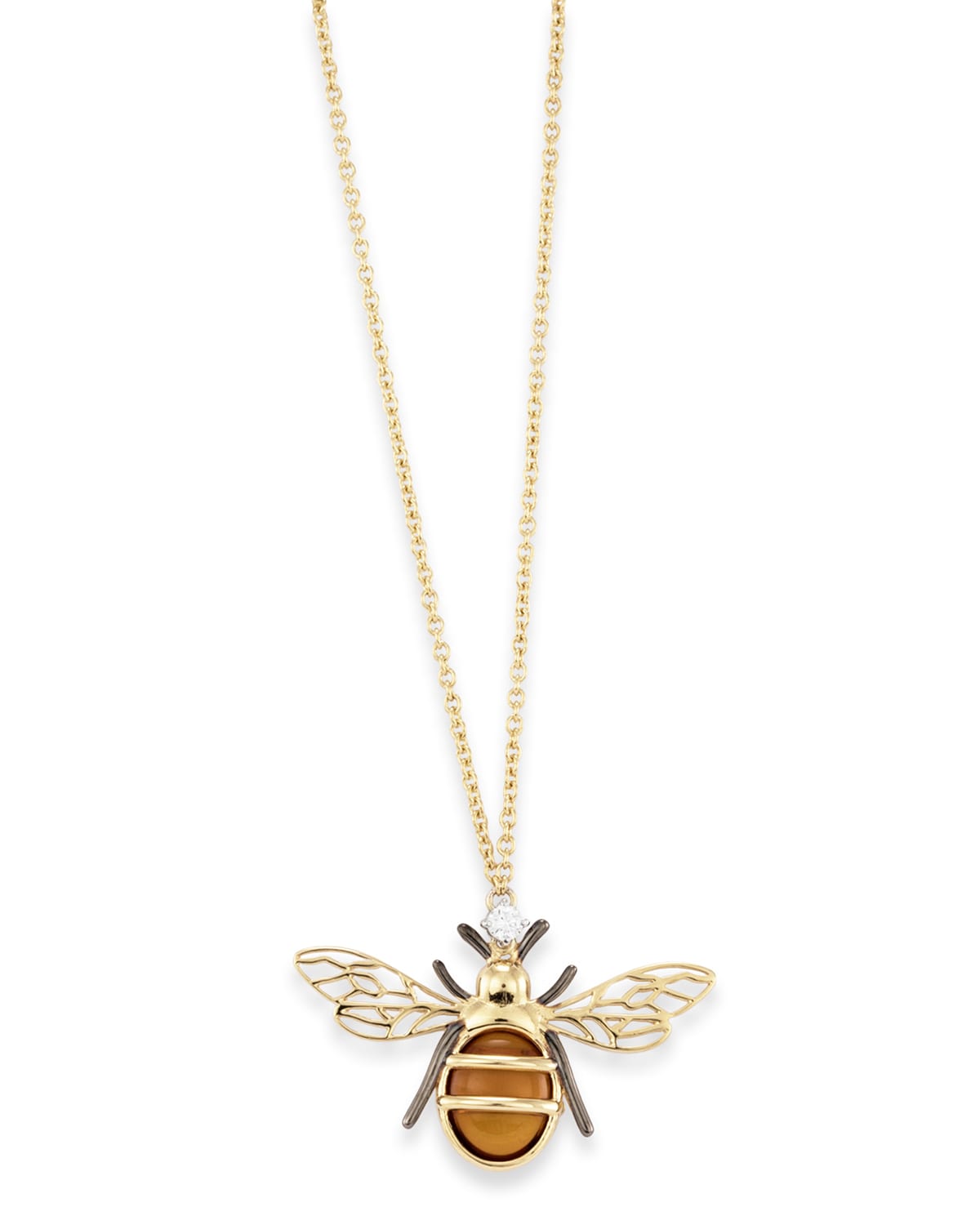 18K Yellow Gold Citrine Bee Pendant Necklace