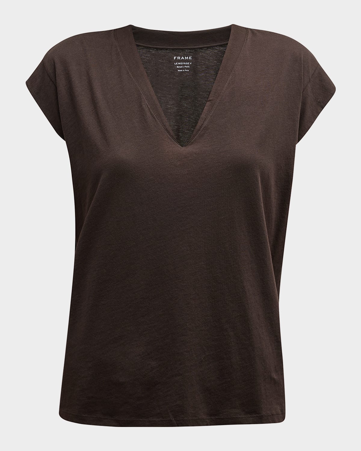 Frame Le Mid Rise V-neck Tee In Fatigue
