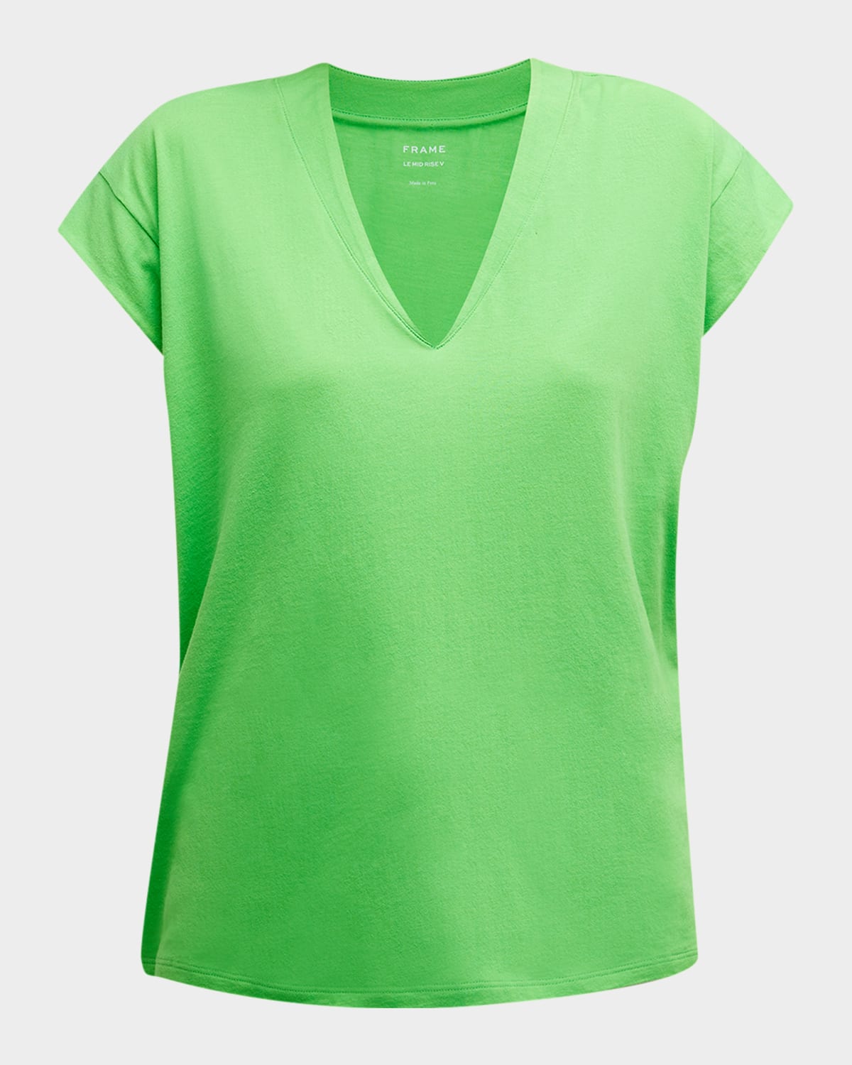 Frame Women's Le Mid Rise V-neck Tee In Bright Peridot