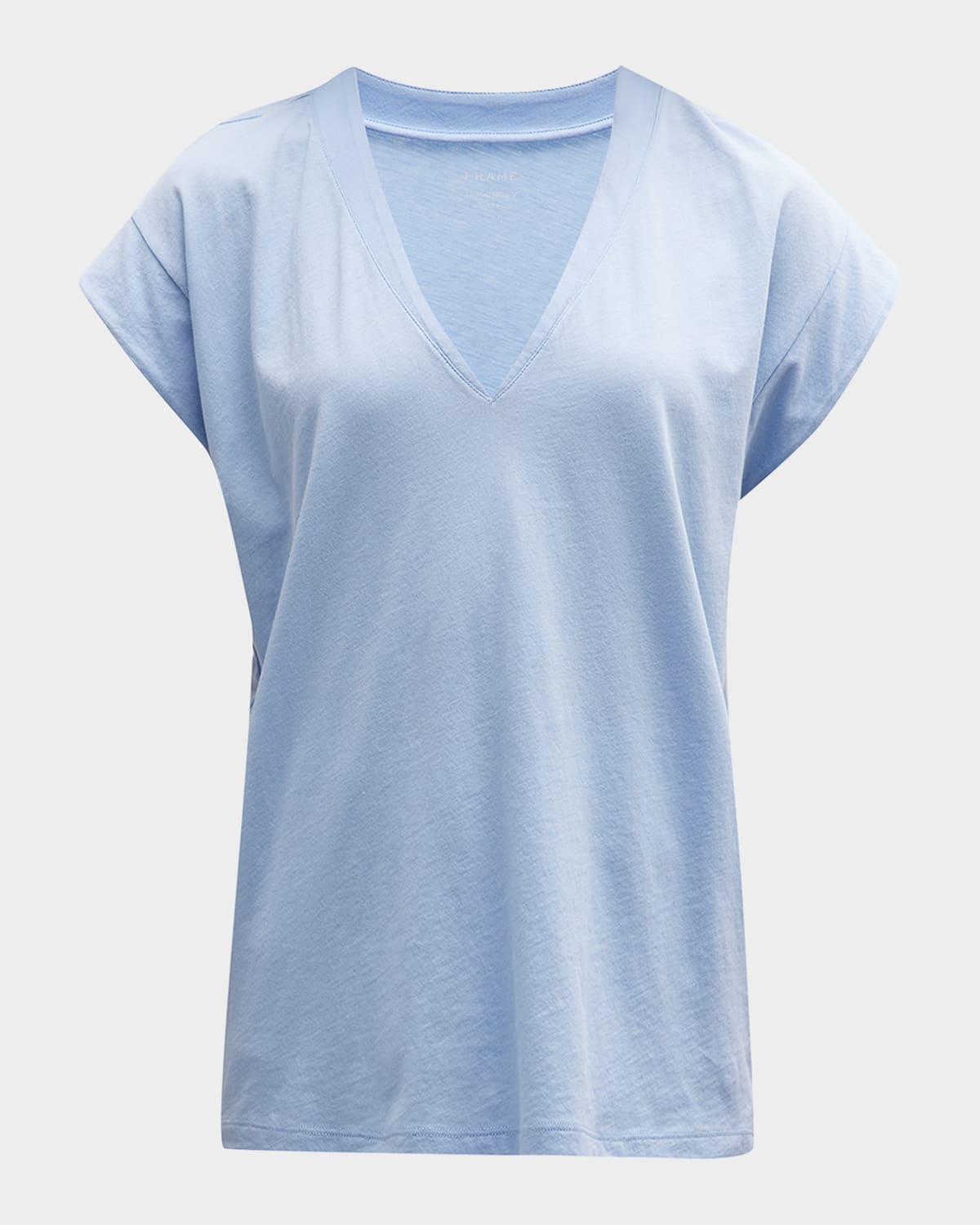 Frame Le Mid Rise V-neck Tee In Oxford Blue