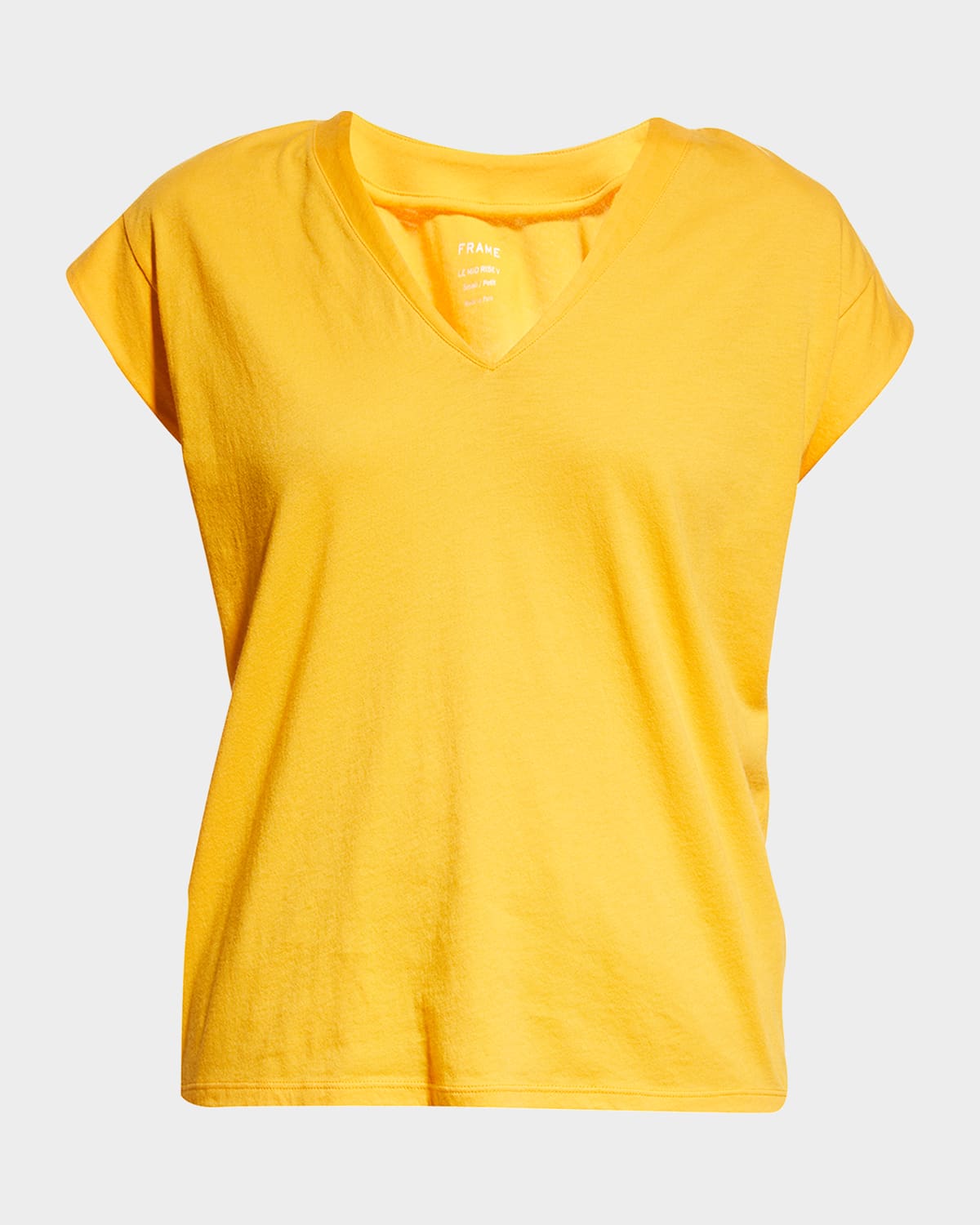 Frame Le Mid Rise V-neck Tee In Kumquat
