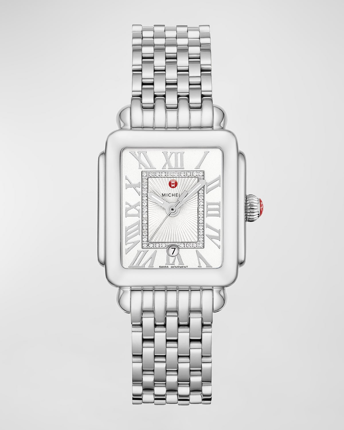 Deco Madison Mid Diamond-Dial Watch, Silver/White