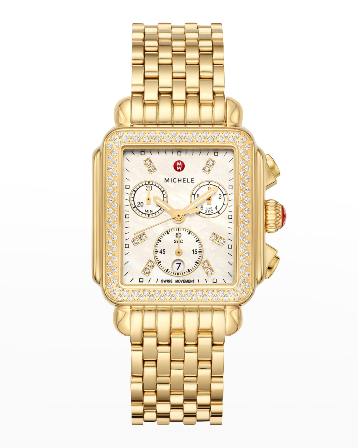 MICHELE Deco Gold Diamond Bracelet Watch