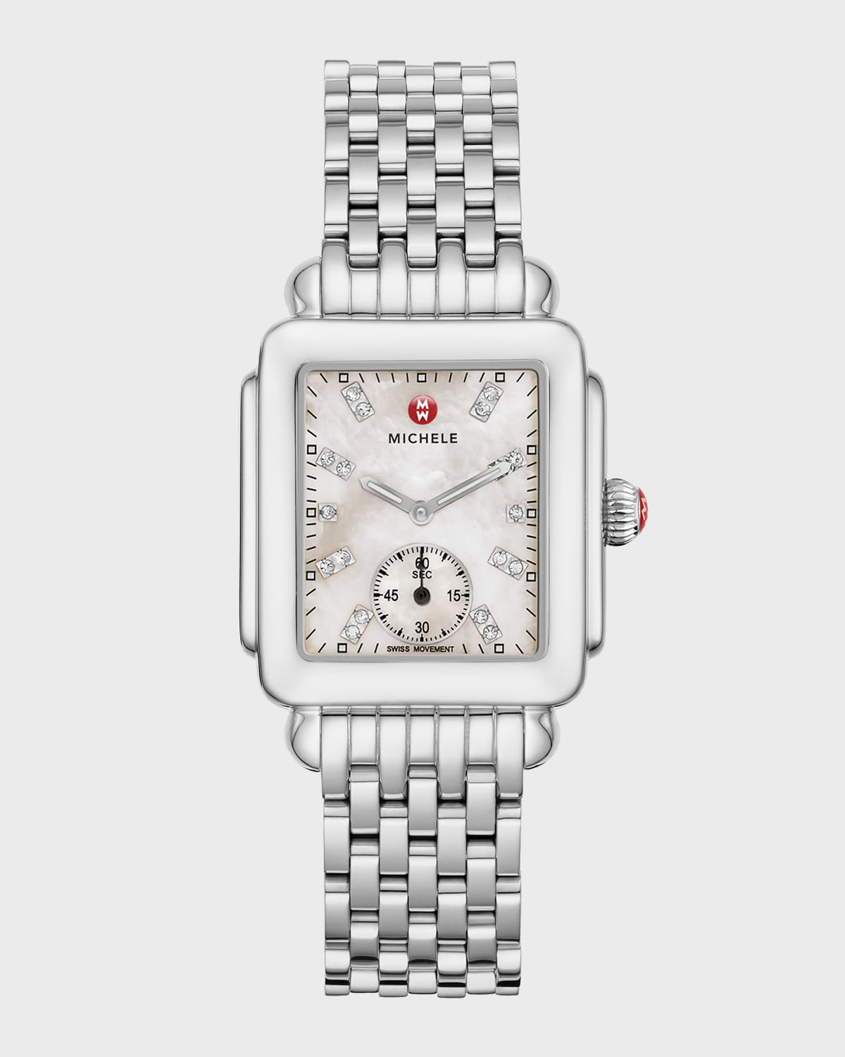 Shop Michele Deco Mid Diamond Dial Watch In Silver