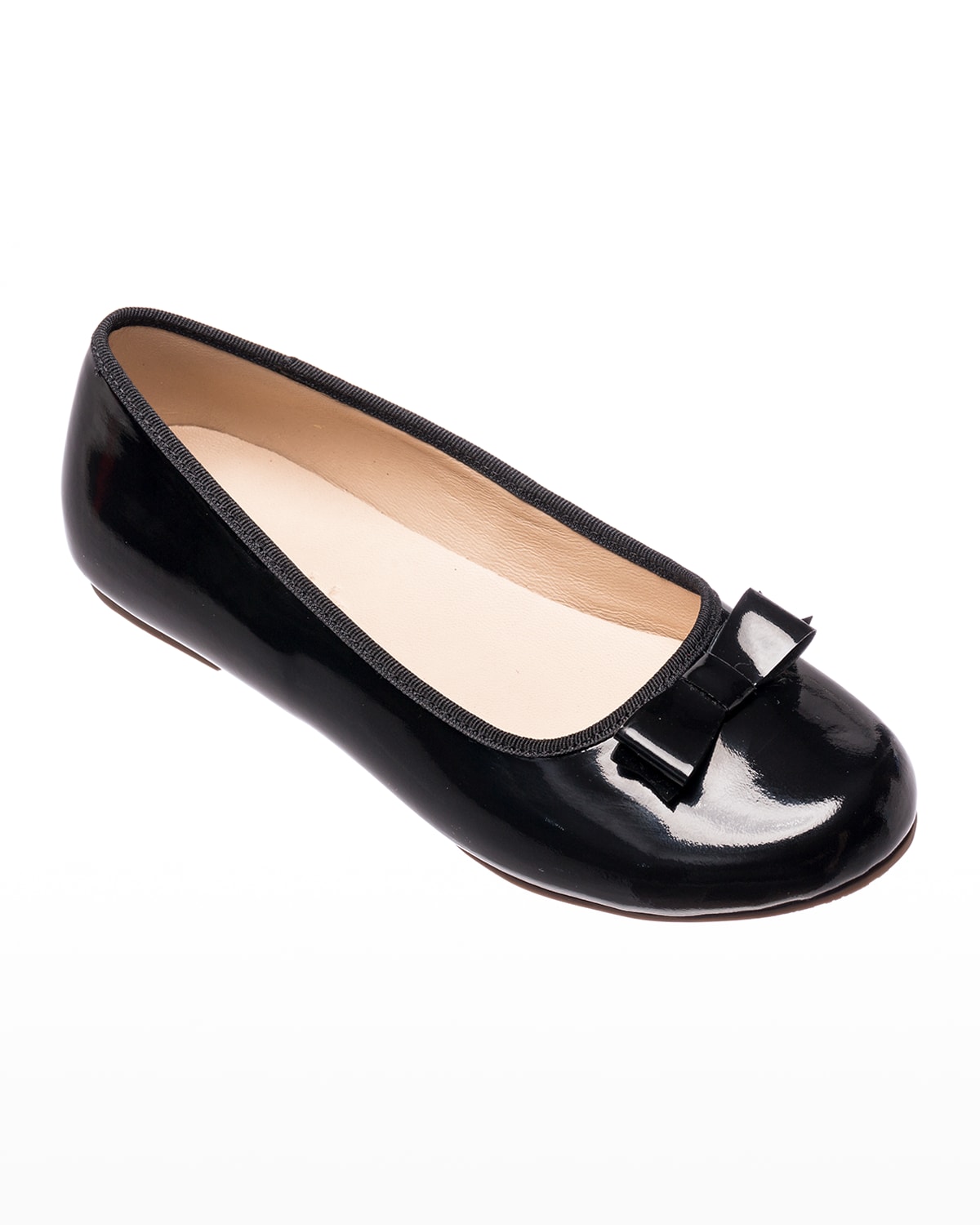 Shop Elephantito Girl's Camille Metallic Leather Flats, Toddler/kids In Patent Black