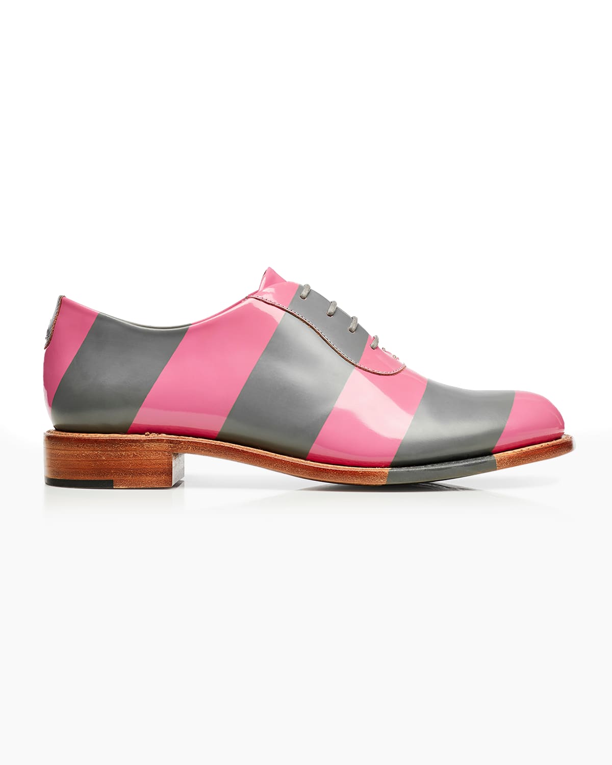 The Office Of Angela Scott Mr. Smith Striped Leather Oxfords In Pink/grey