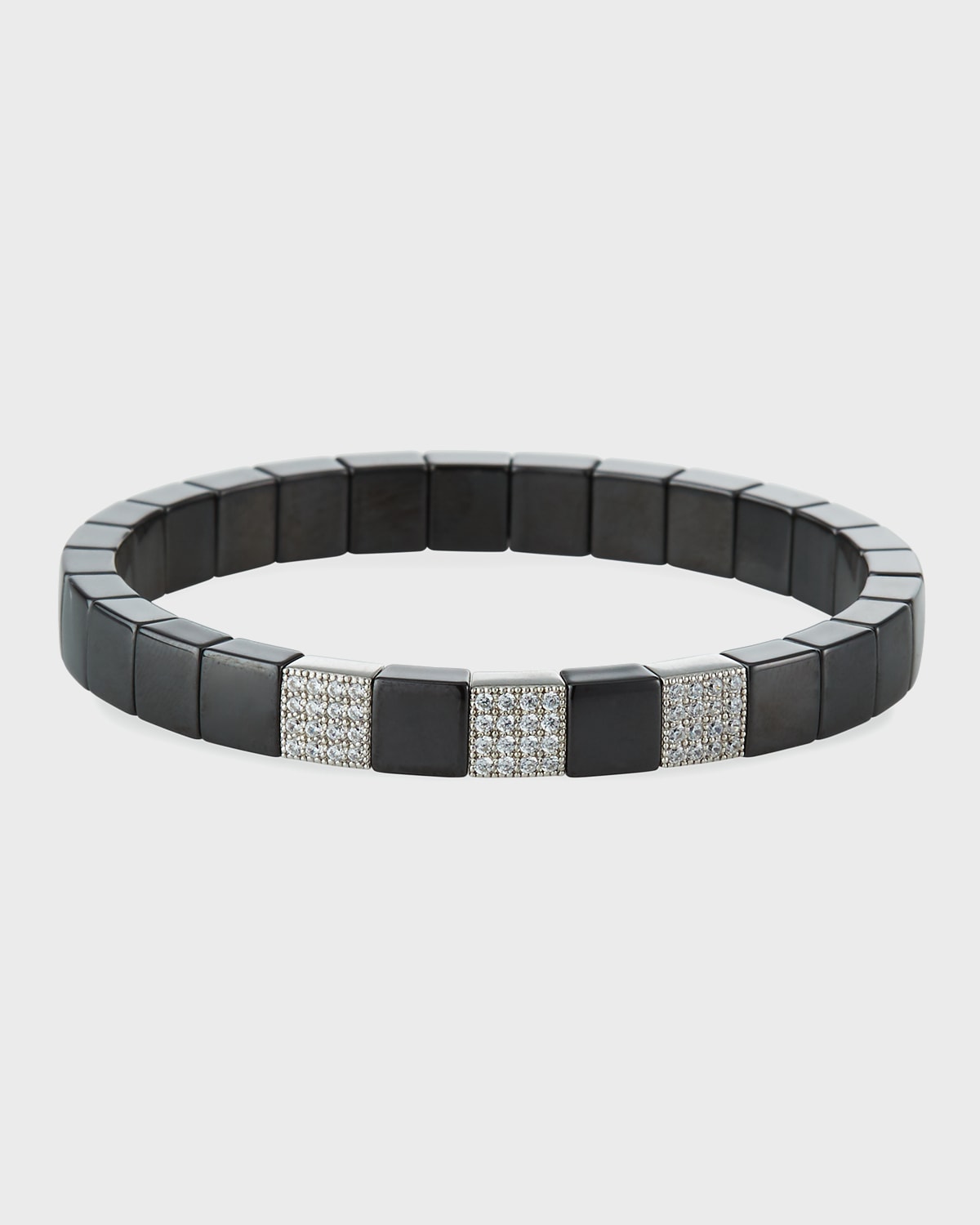 SCACCO Black Ceramic Diamond 3-Bead Stretch Bracelet