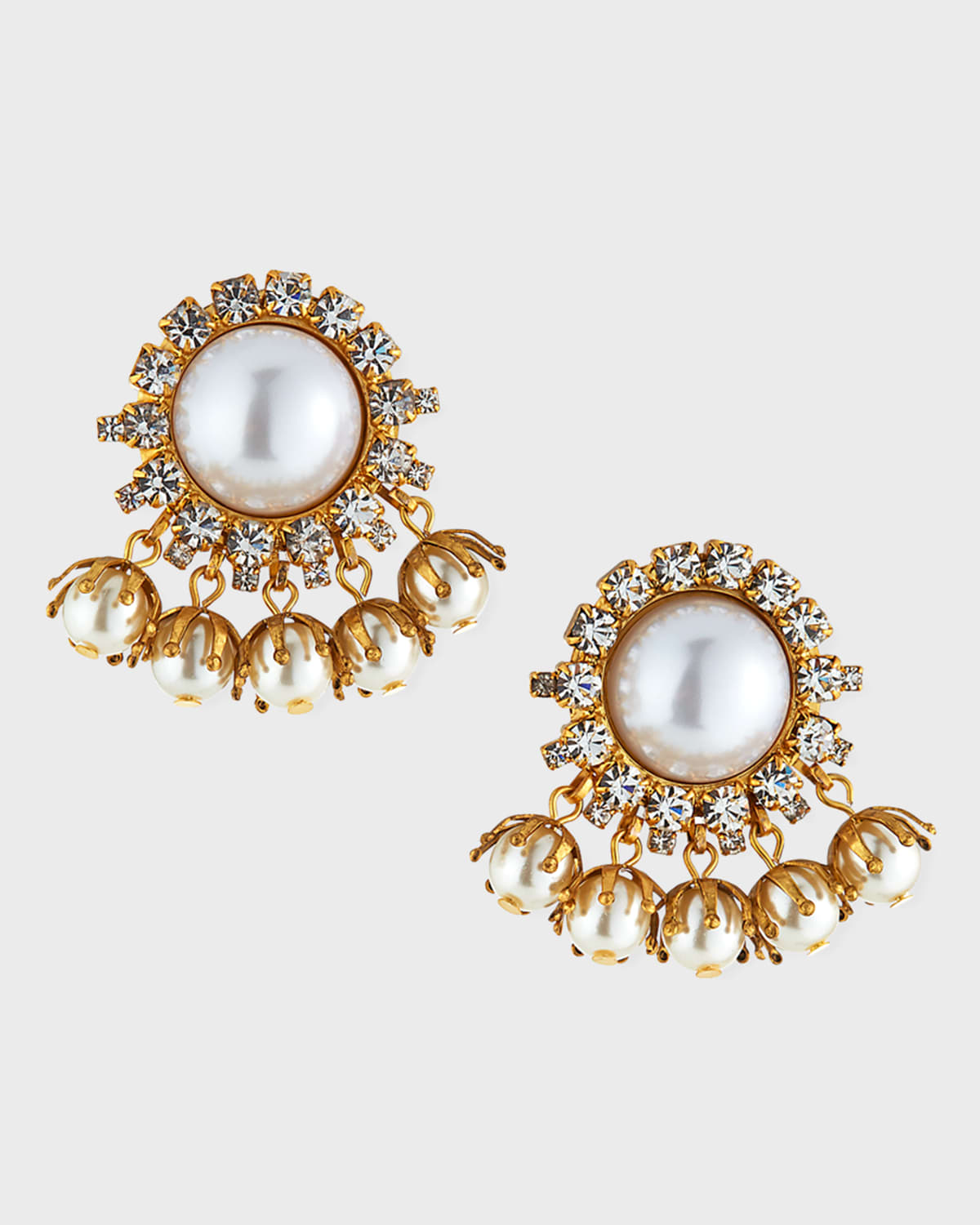 Elizabeth Cole Jacey Crystal & Pearly Earrings