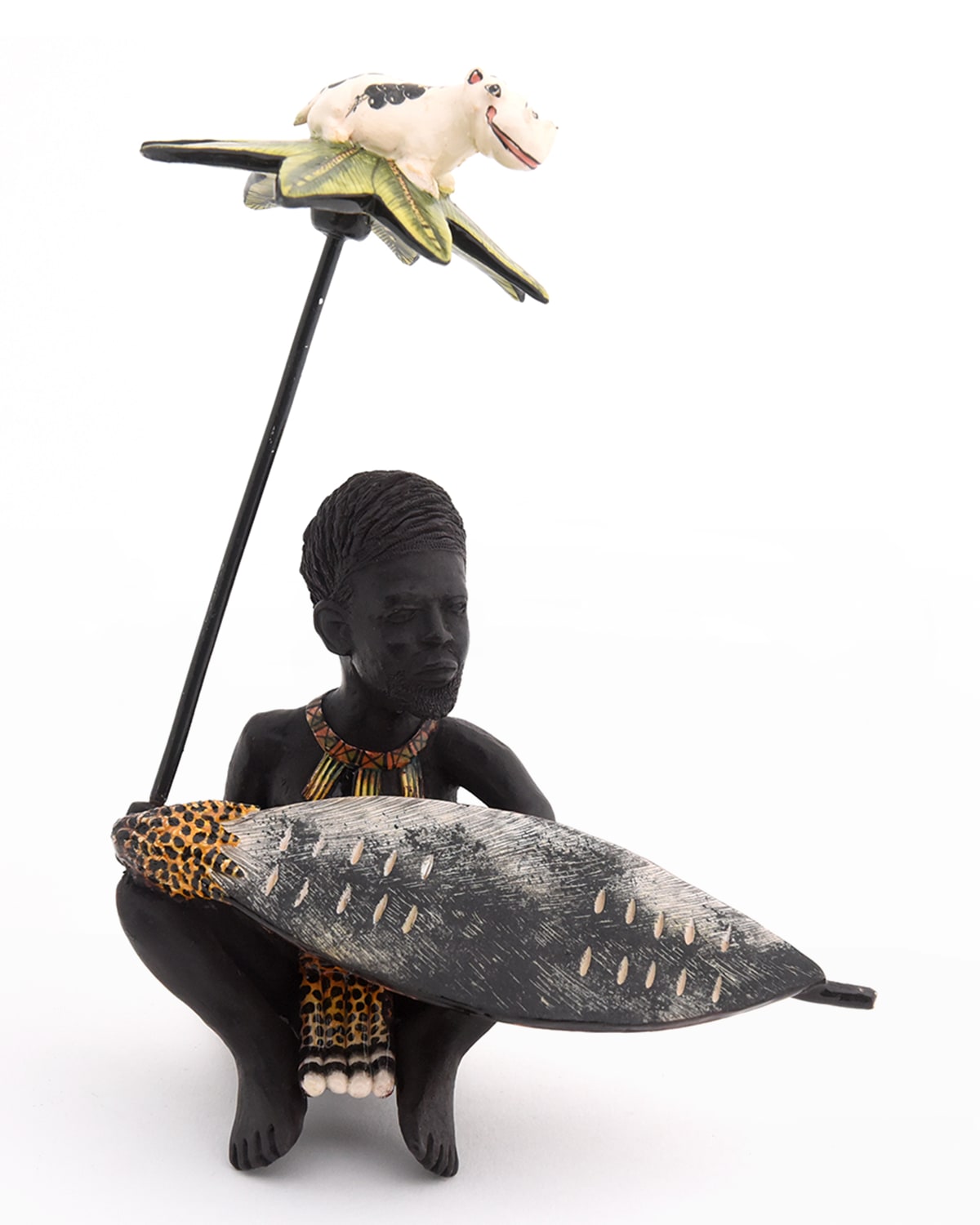 Ardmore Ceramic Art Zulu Tribesman Sculpture