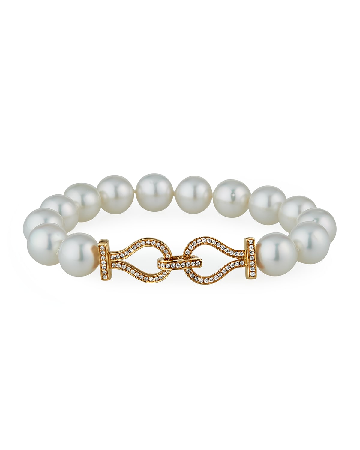 Belpearl 18k Diamond-Link Pearl Bracelet