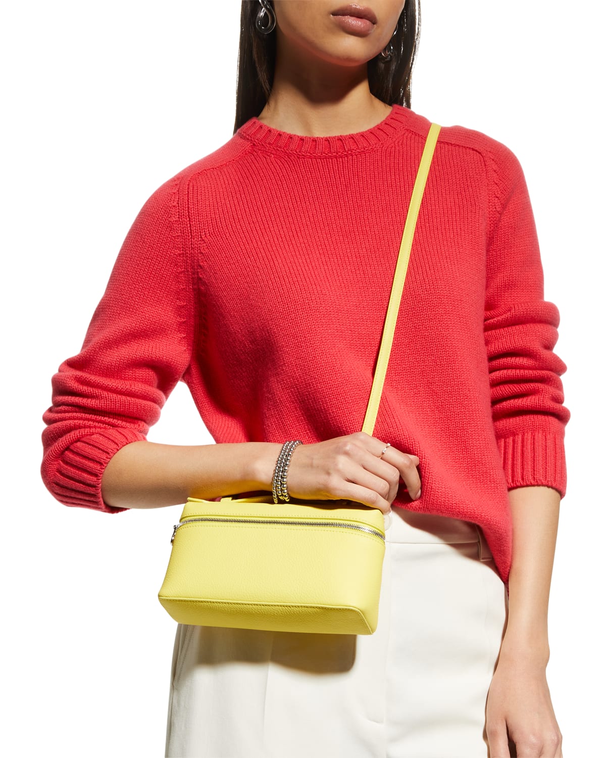 Loro Piana Leather Top Handle Bag In White | ModeSens