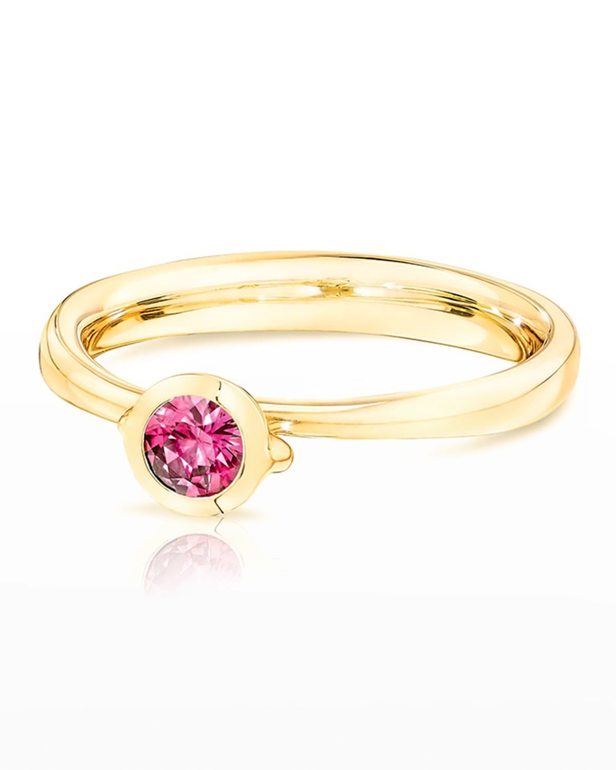 18k Yellow Gold Pink Spinel Solitaire Ring, Size 6.5