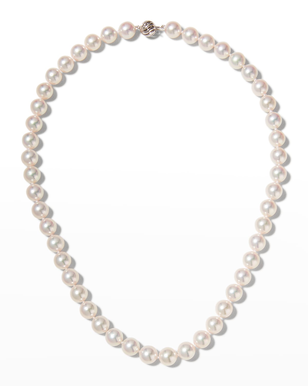 Belpearl 18k White Gold Classic Akoya Cultured Pearl Necklace, 8.5x9mm