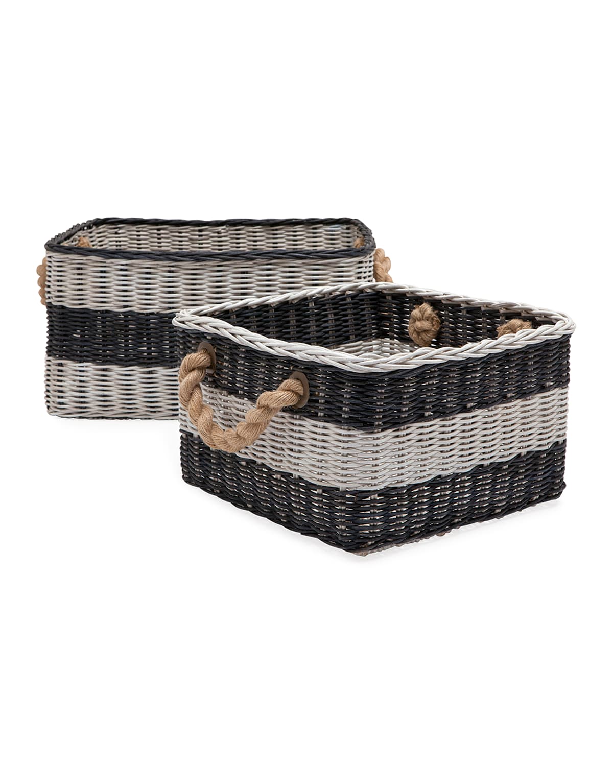 Pigeon & Poodle Nantucket Nested Storage Baskets, Set Of Two In Blue/ White