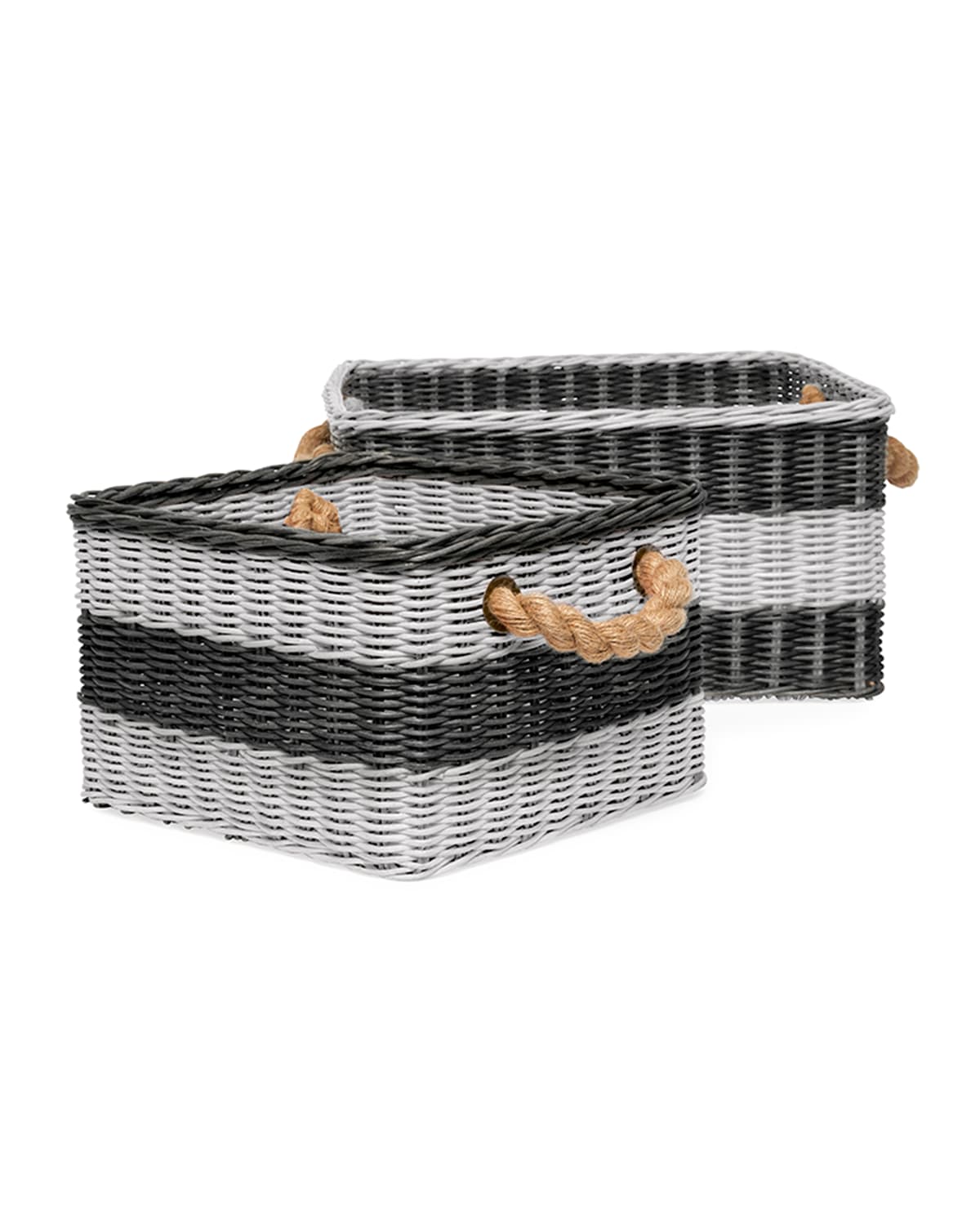 Pigeon & Poodle Nantucket Nested Storage Baskets, Set Of Two In Gray/white