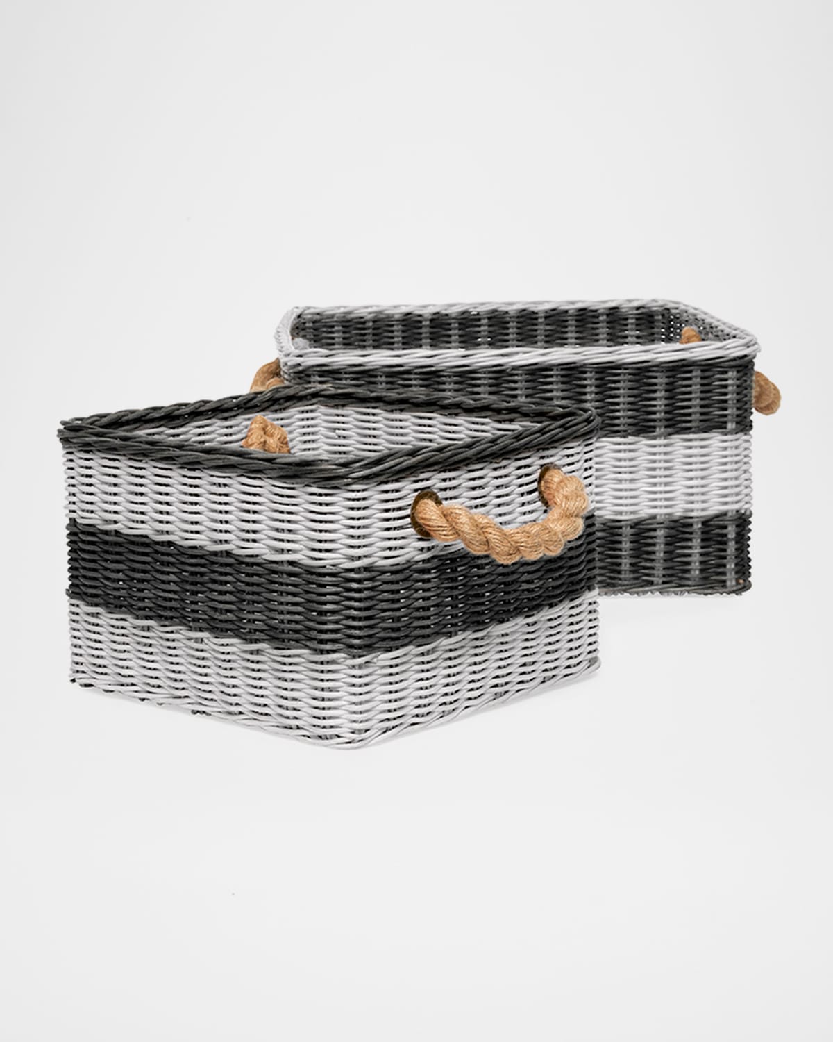 Pigeon & Poodle Nantucket Nested Storage Baskets, Set Of Two In Gray/white