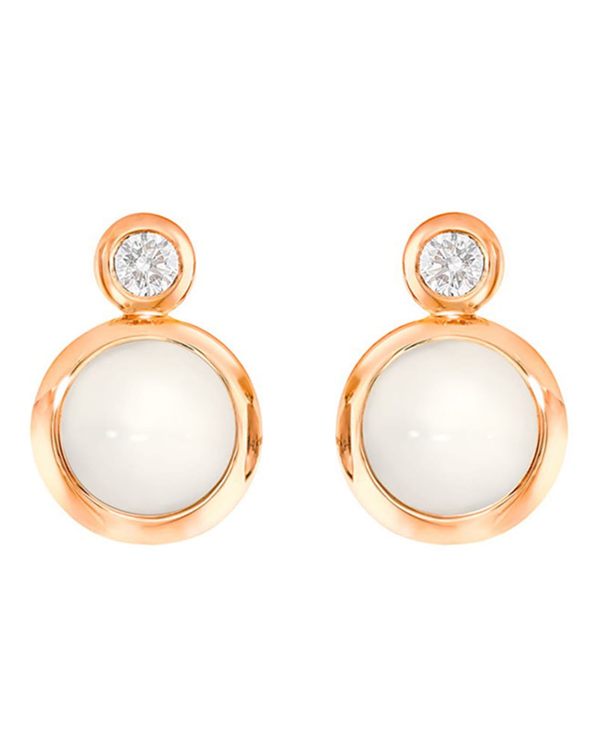 Bouton 18k Rose Gold Sand Moonstone/Diamond Post Earrings