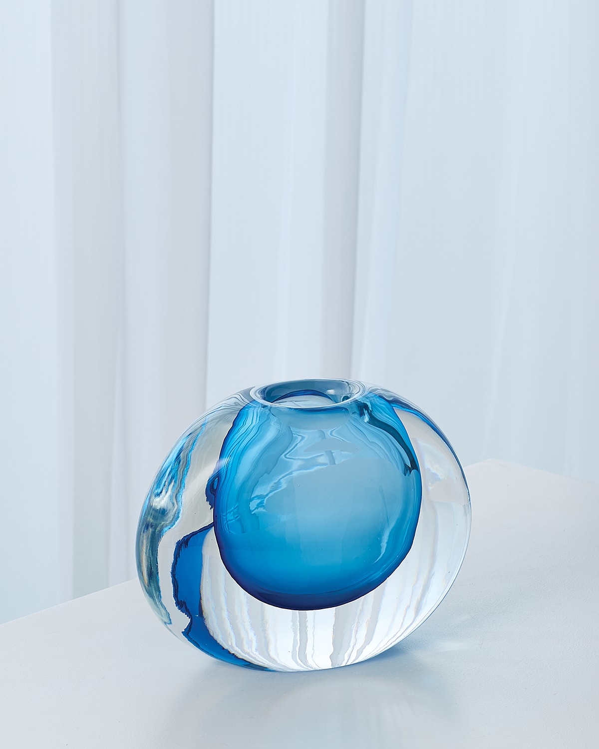 Global Views Off Set Round Vase - Light Blue