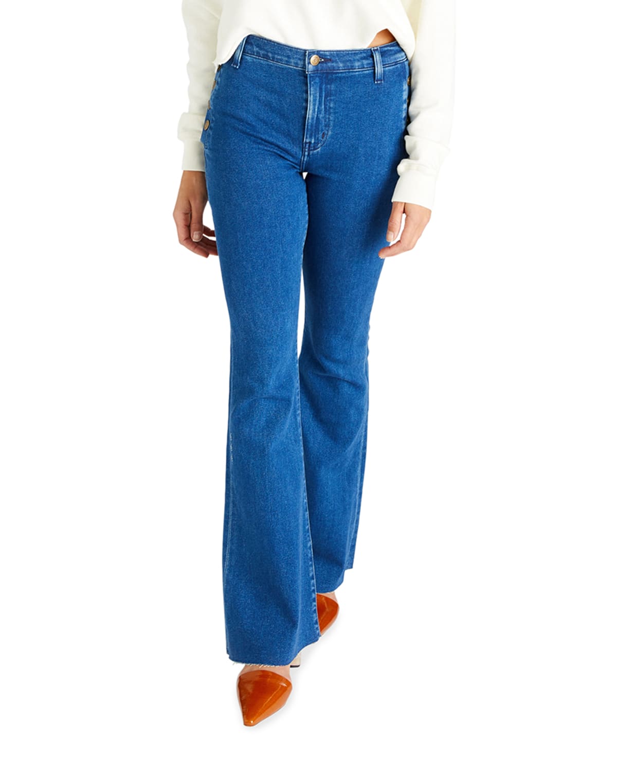 Nina Button-Fly Flare Jeans
