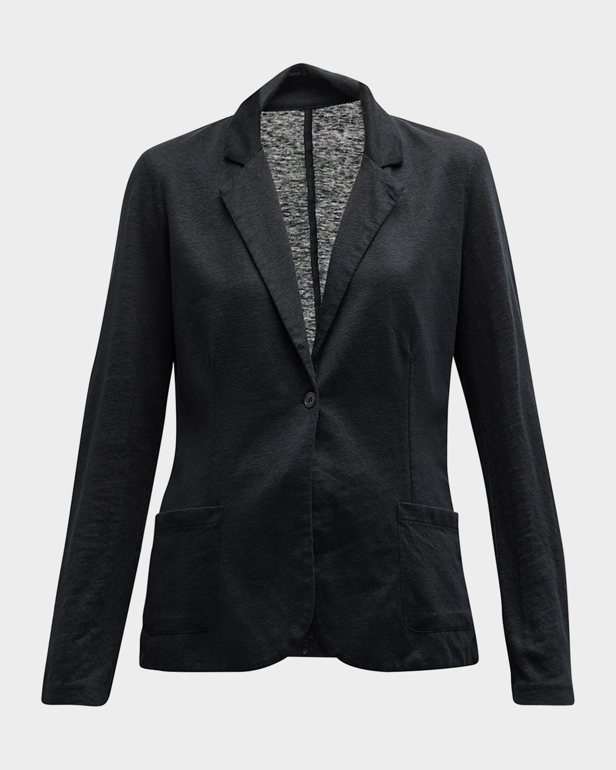 Majestic Fitted Linen Blazer In Noir