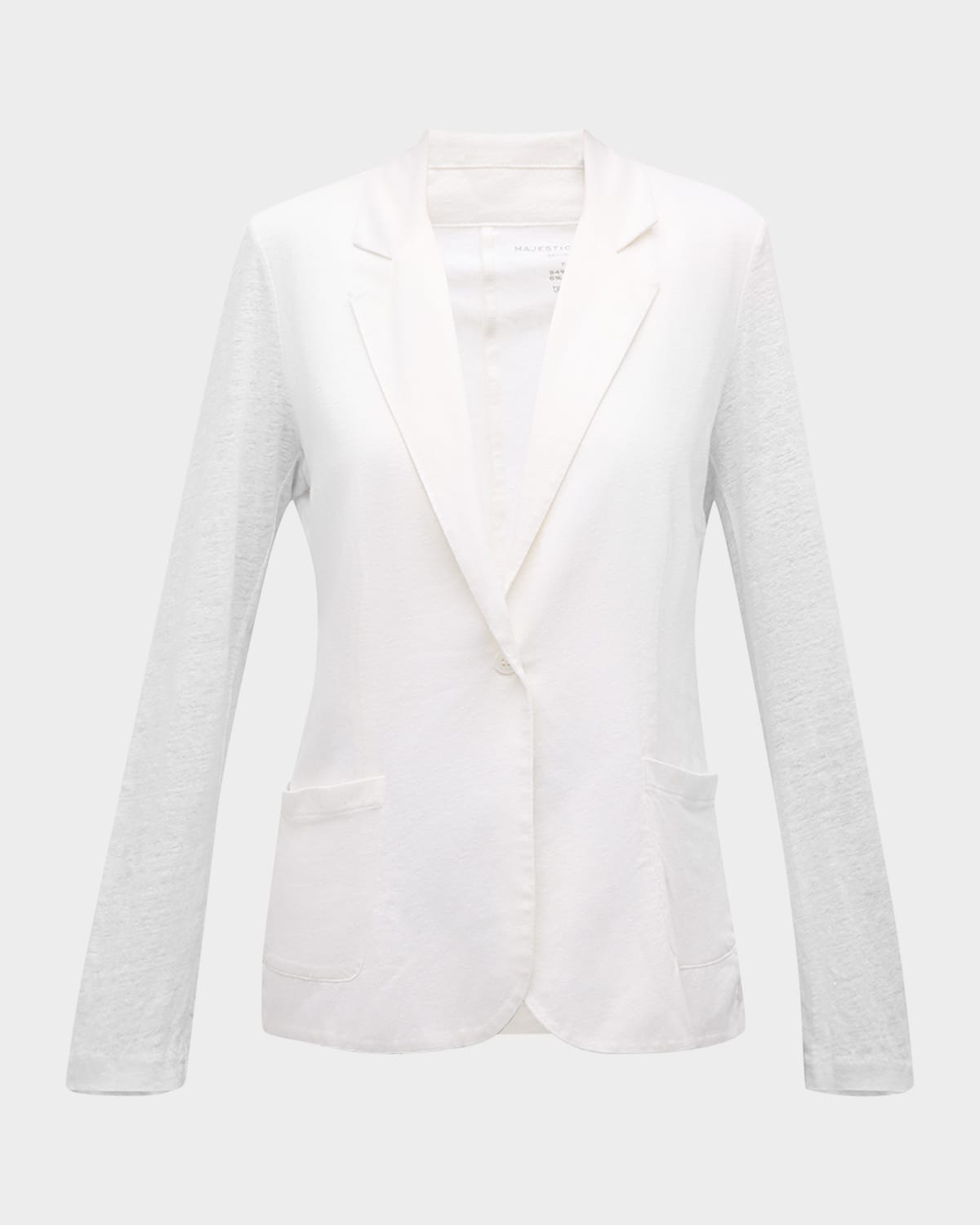 Majestic Stretch Linen One-button Blazer In White