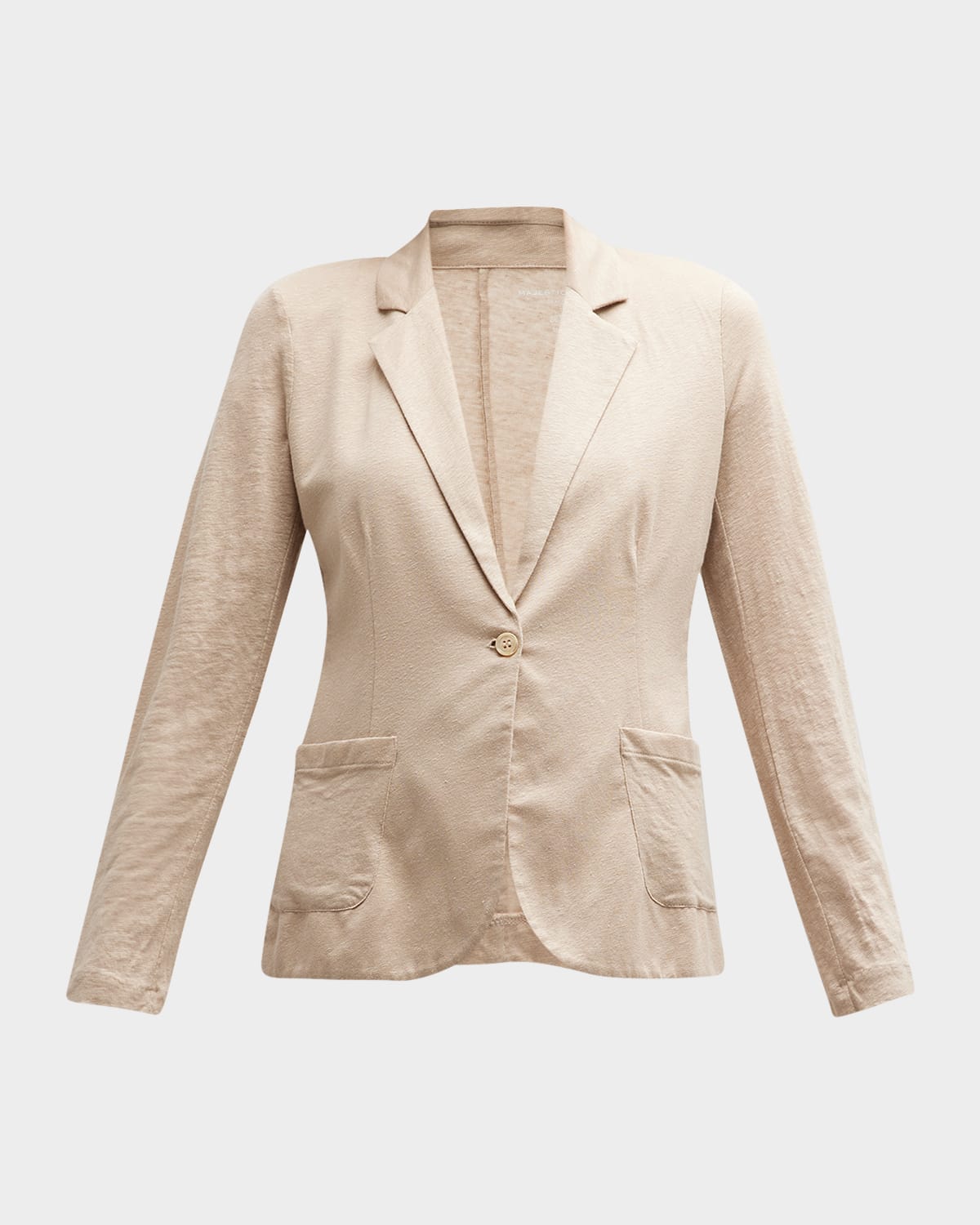 Majestic Filatures Linen Stretch Long Sleeve One Button Blazer In 677 Sable
