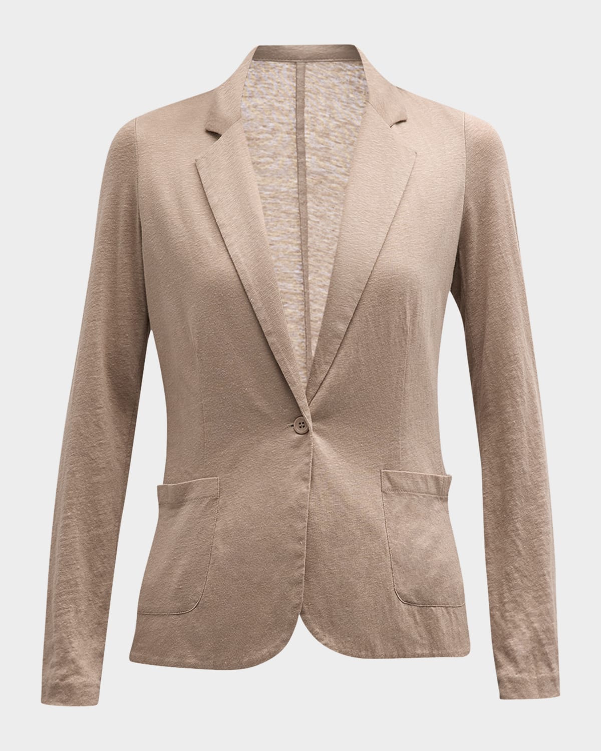 Stretch Linen One-Button Blazer