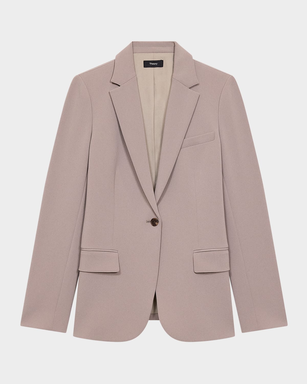 Theory Admiral Crepe One-button Staple Blazer In Cinder