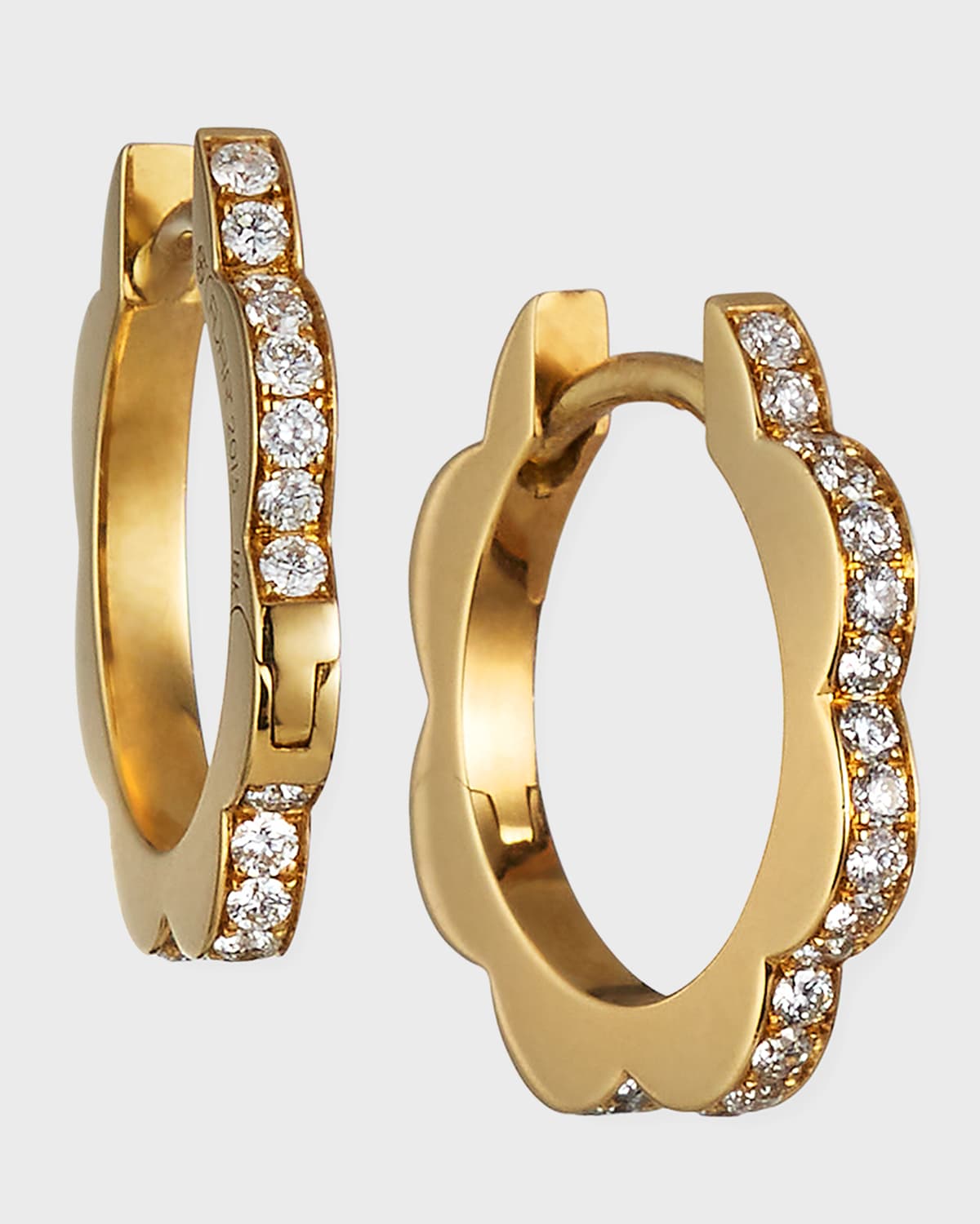 18k Gold Small Diamond Heart Hoop Earrings