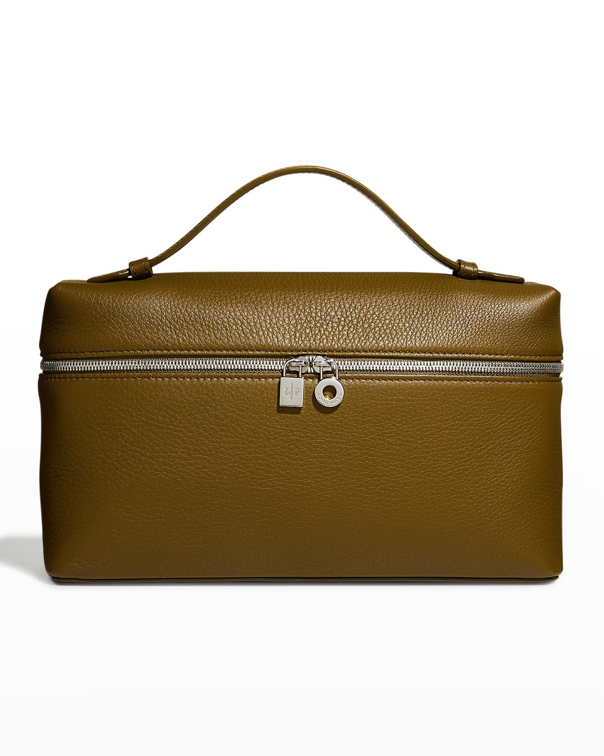 Loro Piana Neo Pouch Leather Top Handle Bag In Olive Leaf | ModeSens