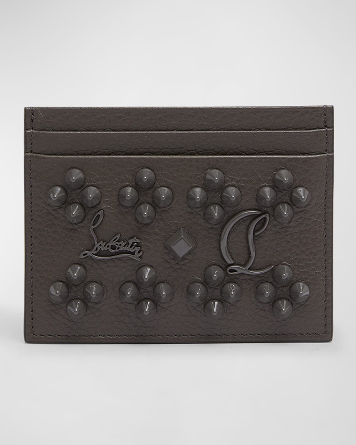 Christian Louboutin Kios Studded Leather Card Case In Rocket