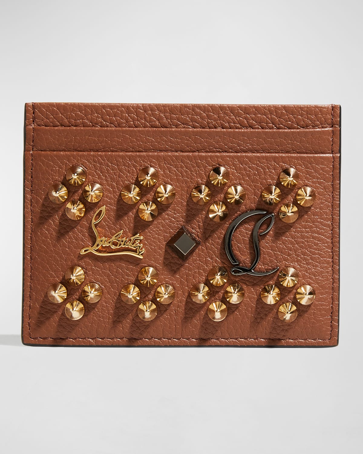 CHRISTIAN LOUBOUTIN KIOS STUDDED LEATHER CARD CASE