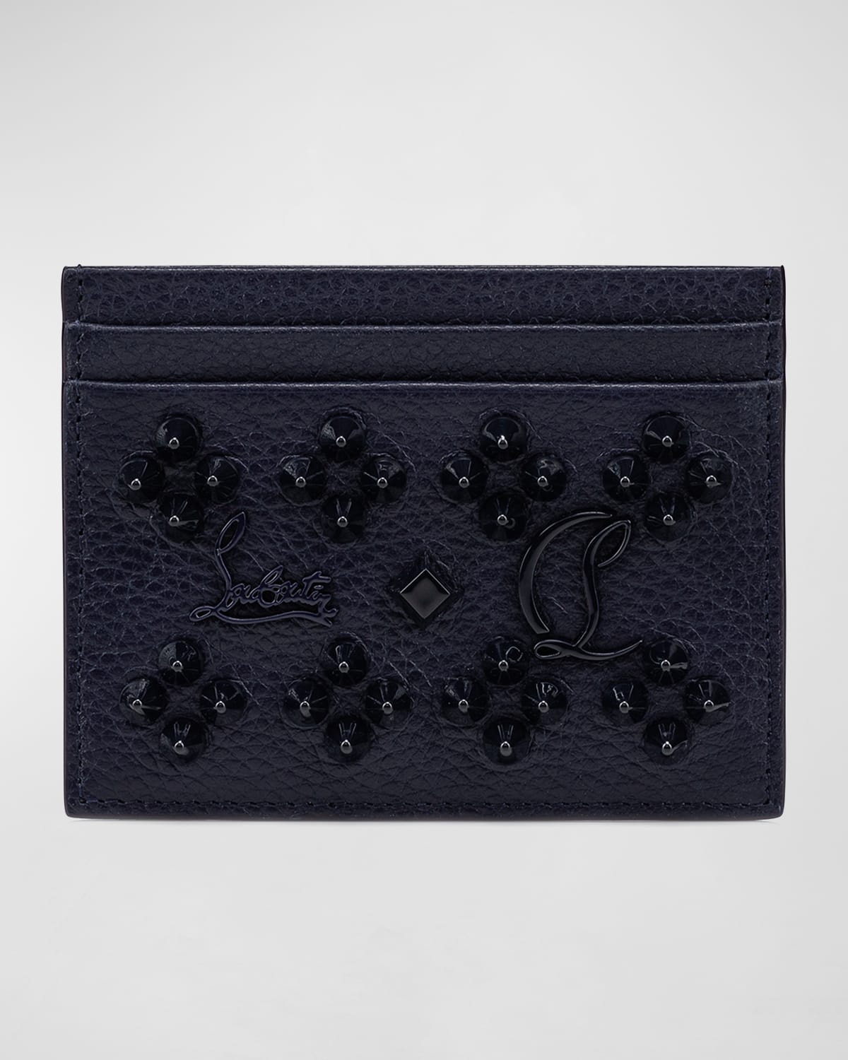 Christian Louboutin Kios Studded Leather Card Case In Atlas
