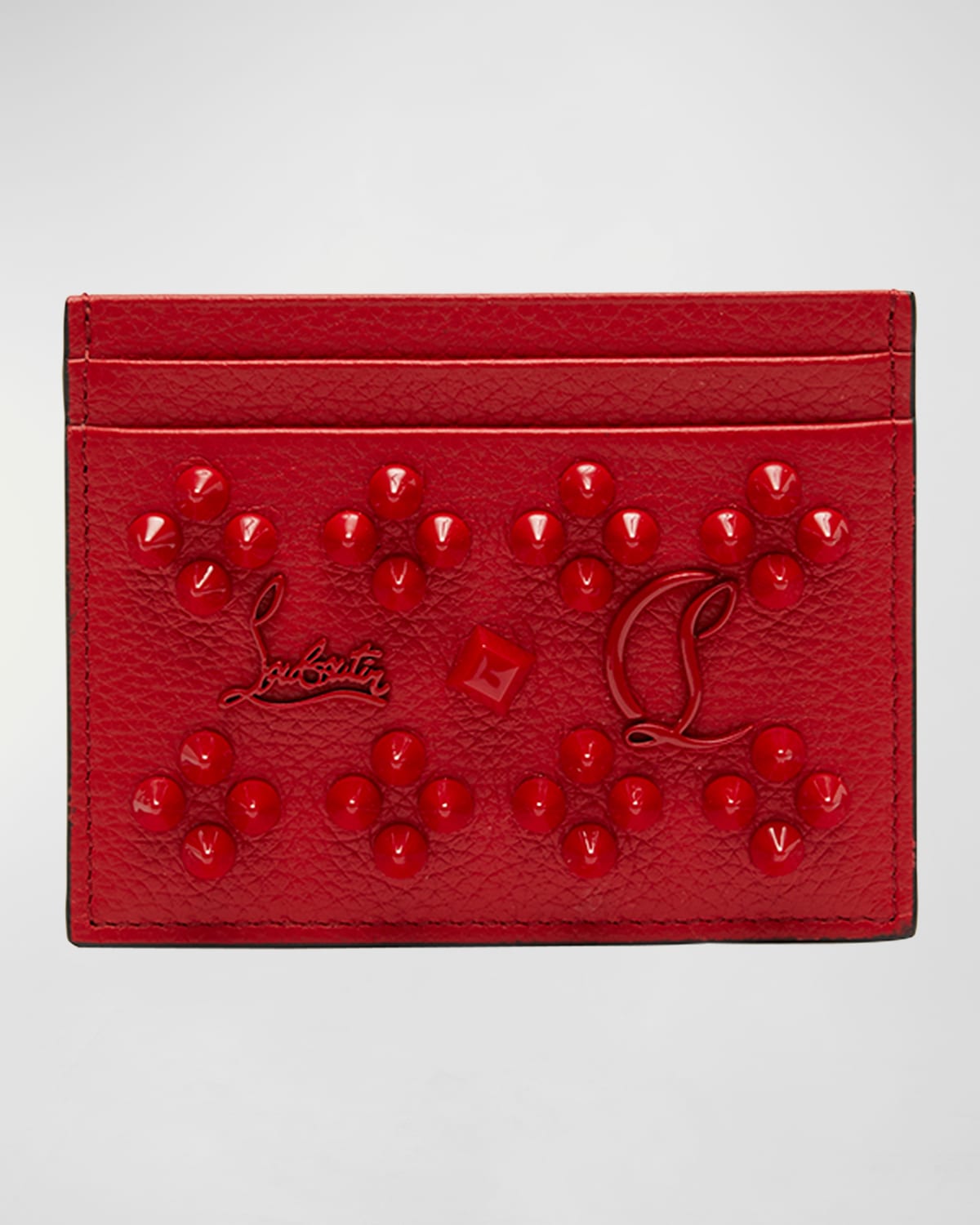 Christian Louboutin Kios Studded Leather Card Case In R297 Loubiloubi